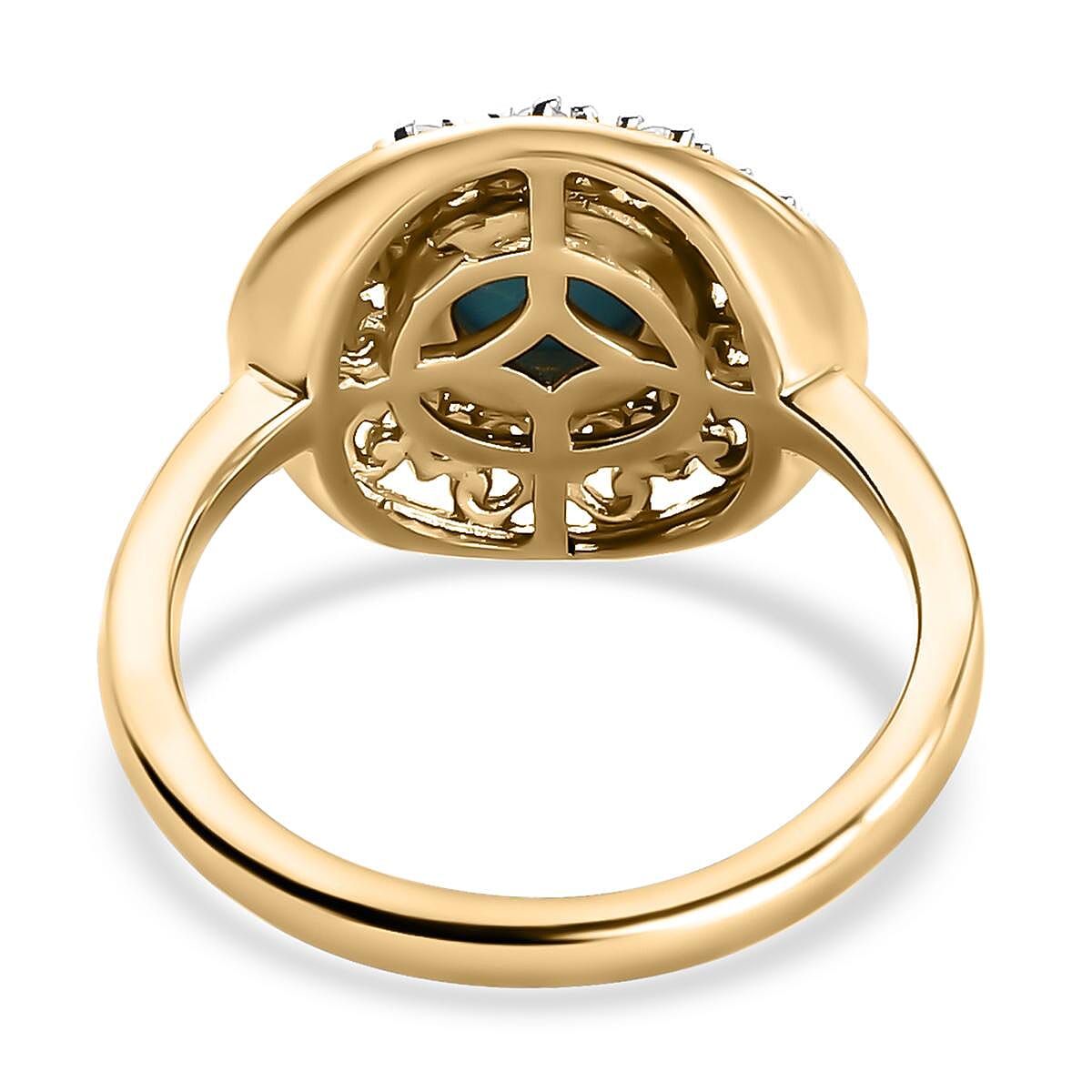 Arizona Sleeping Beauty Turquoise and Natural Cambodian Zircon Ring in Vermeil Yellow Gold Overlay Sterling Silver