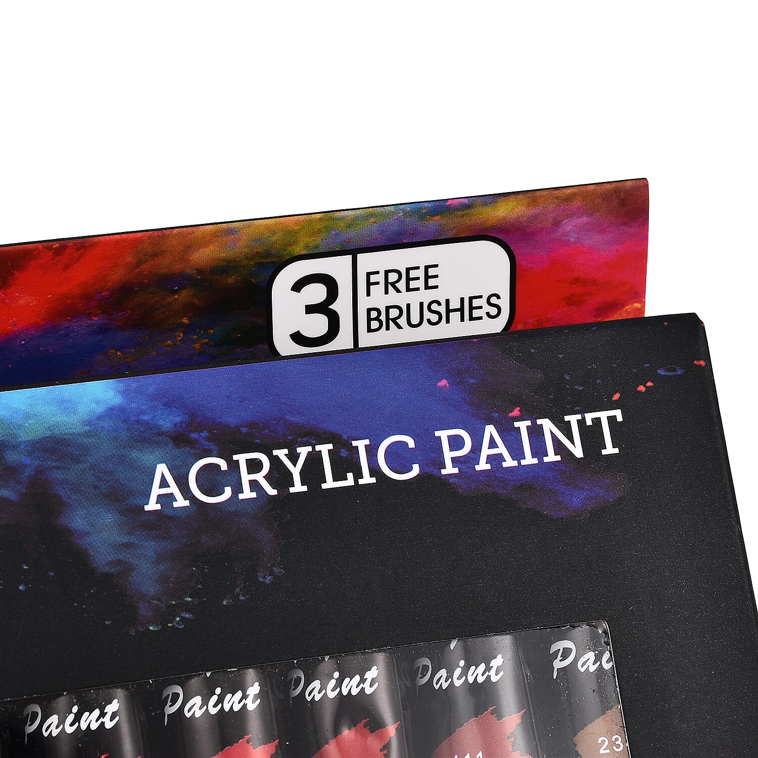 24 Piece Acrylic Paint Set with 3 Brushes - (24x12ml)