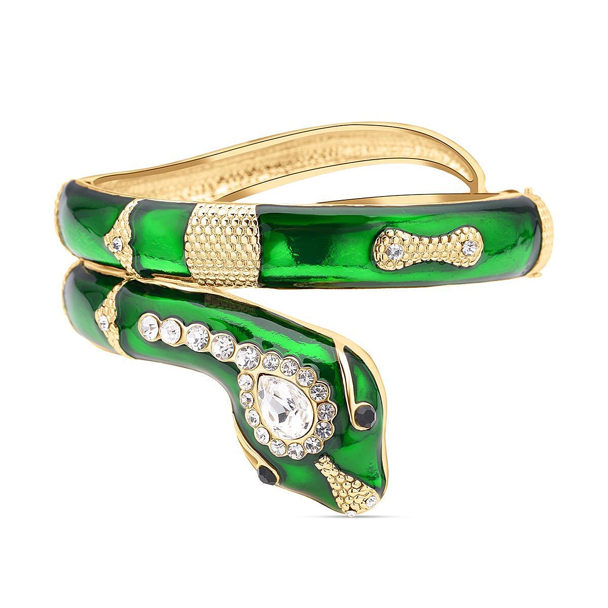 White Crystal , White Glass , Black Crystal Bangle 6.10 ct 6.100 Ct.