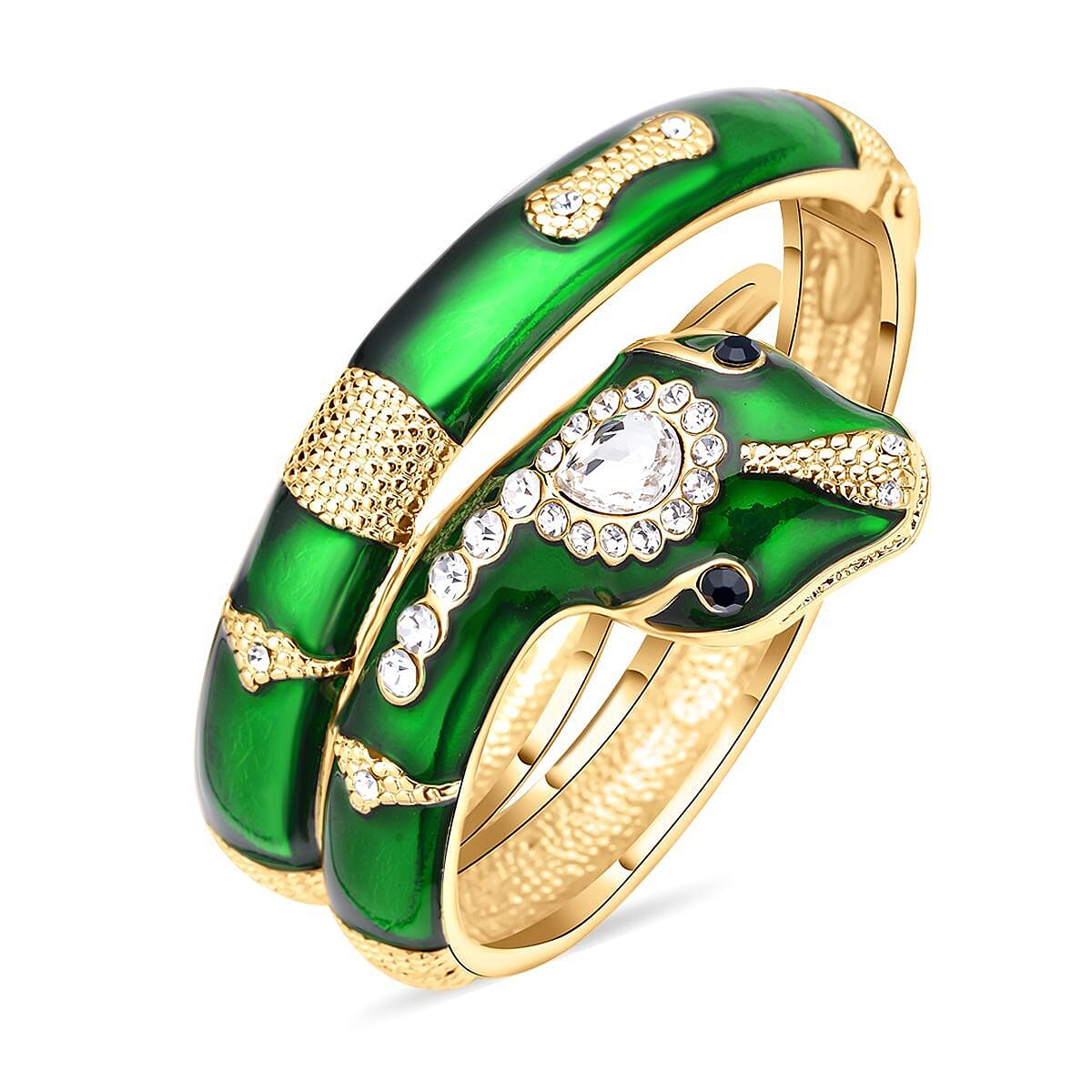 White Crystal , White Glass , Black Crystal Bangle 6.10 ct 6.100 Ct.