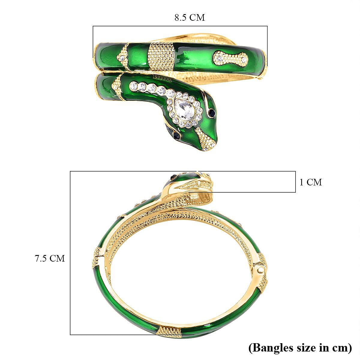 White Crystal , White Glass , Black Crystal Bangle 6.10 ct 6.100 Ct.