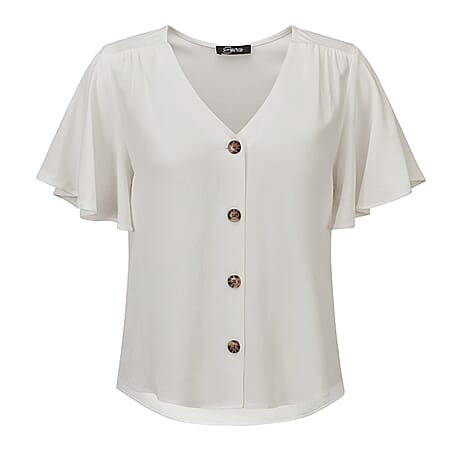 Emreco Angel Sleeve Top (Size 14) - White