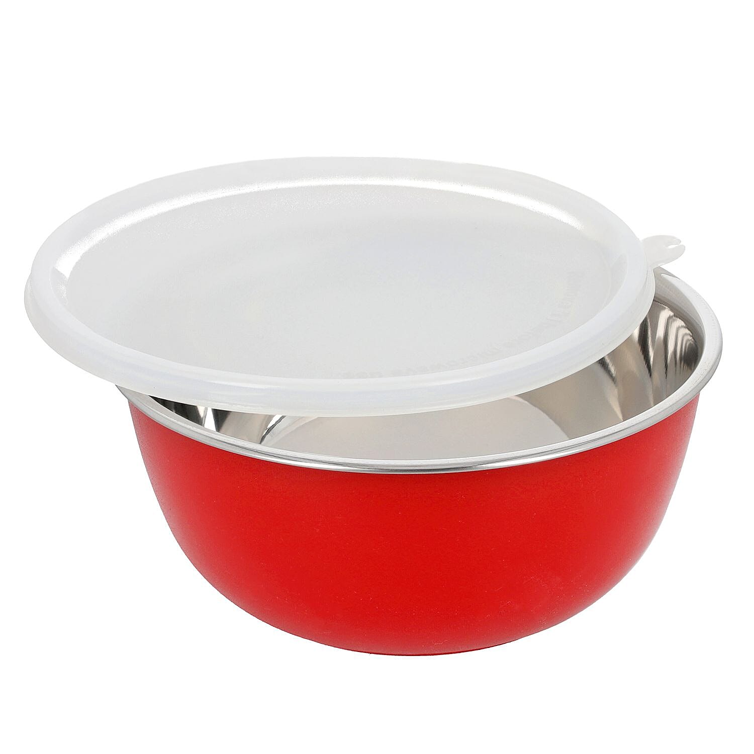 Set of 3 Stackable Micro-wave Safe Mixing Bowls with Lids (Size 18x9,16x8,14x7 Cm) - Red