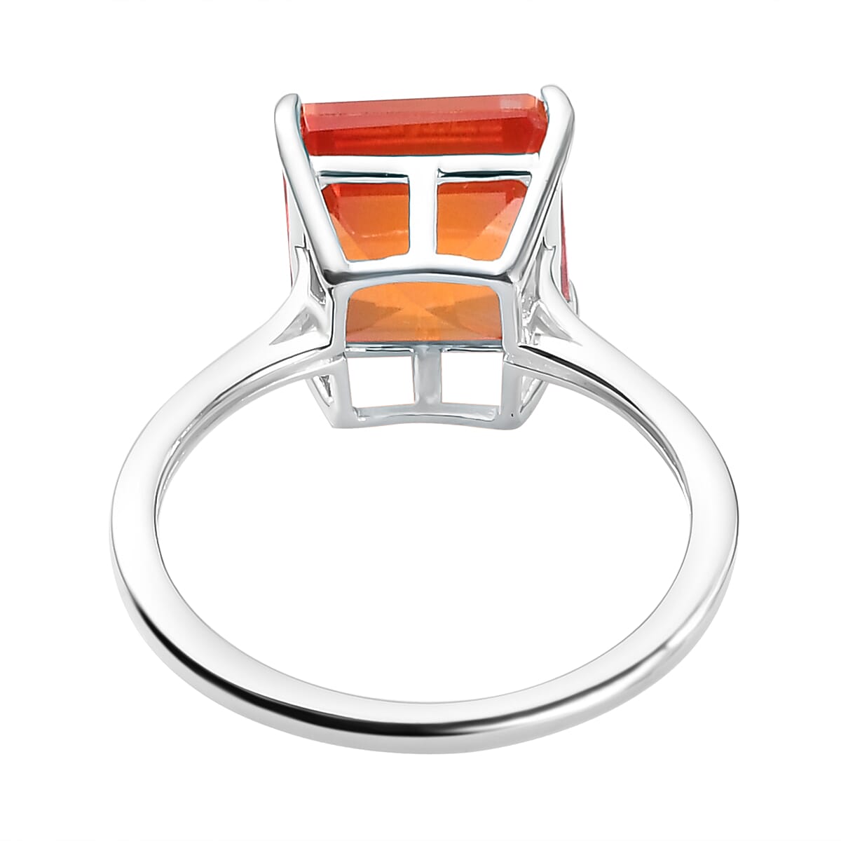 Padparadscha Quartz Solitaire Ring in Sterling Silver 4.22 Ct.