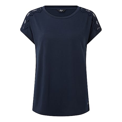 Emreco Slub Lace Jersey T-Shirt (Size 10) - Navy