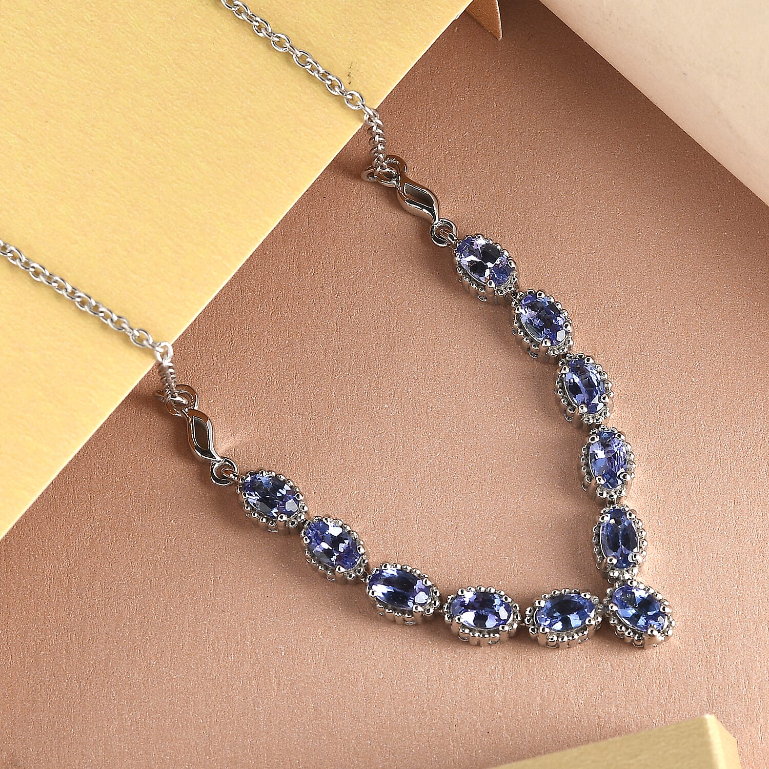 Tanzanite Necklace (Size - 18) in Platinum Overlay Sterling Silver 2.30 Ct, Silver Wt. 6.86 Gms