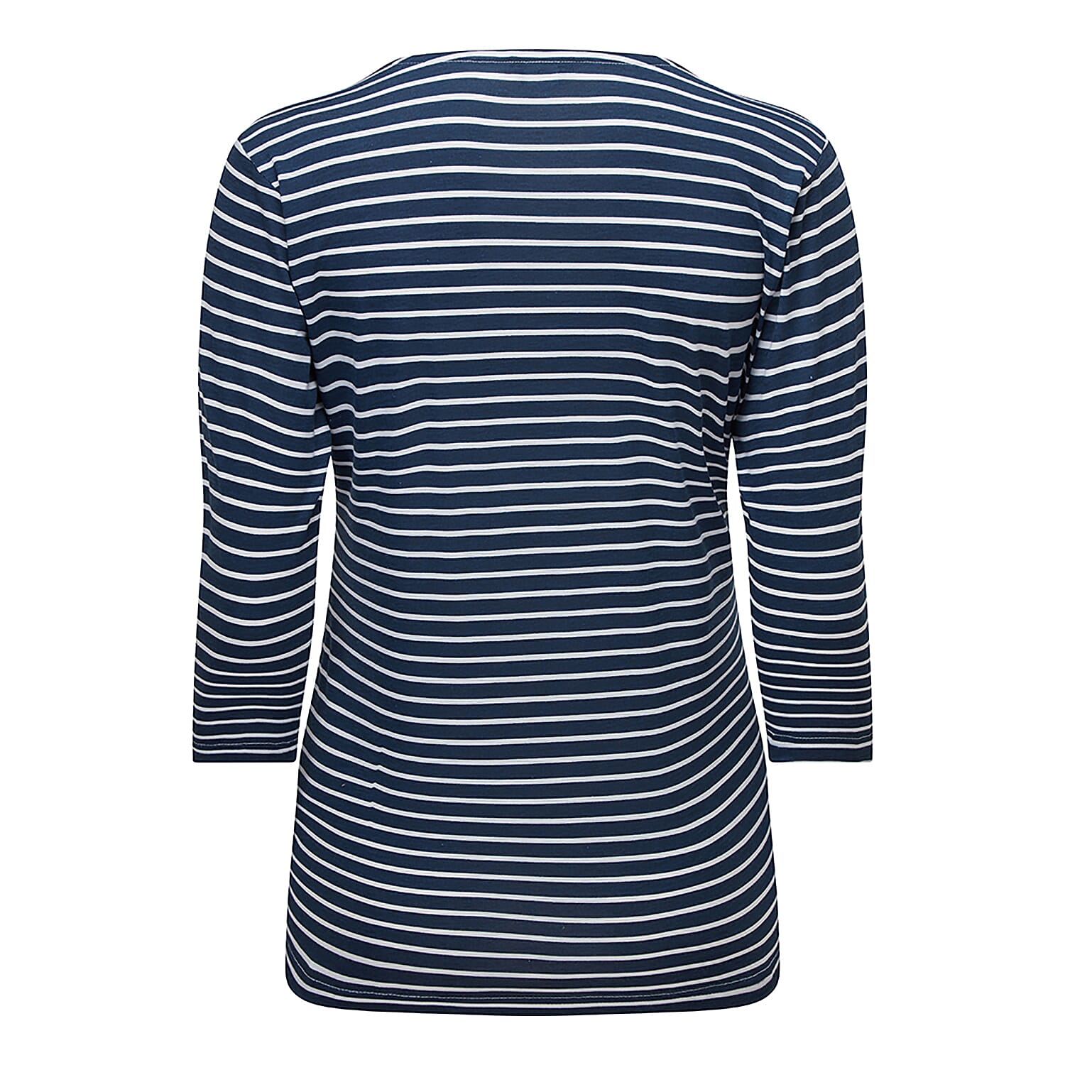 Emreco Striped Boat Neck Top (Size 12) - Navy