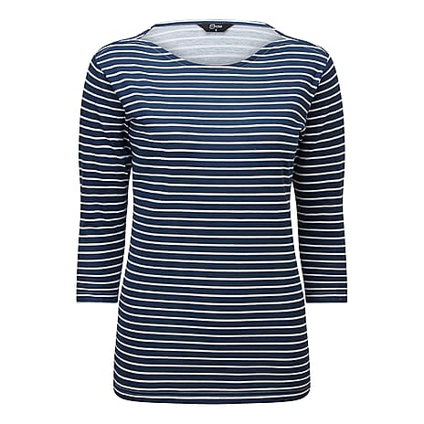 Emreco Striped Boat Neck Top (Size 18) - Navy