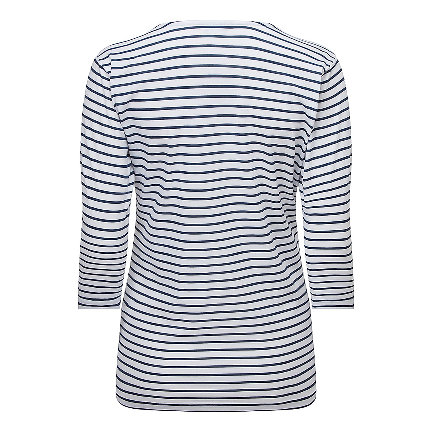 Emreco Striped Boat Neck Top (Size 12) - White & Navy