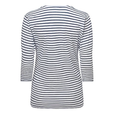 Emreco Striped Boat Neck Top (Size 20) - White & Navy