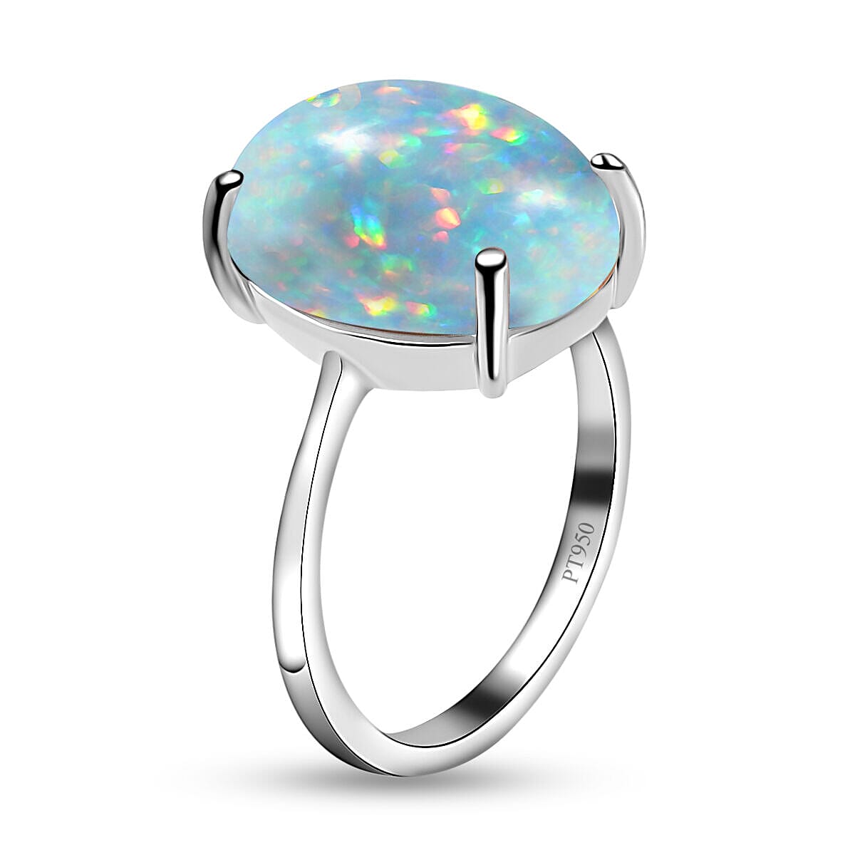 RHAPSODY 950 Platinum AAAA Wegel Tena Ethiopian Welo Opal Solitaire Ring 7.25 Ct, Platinum Wt. 5.30 Gms.