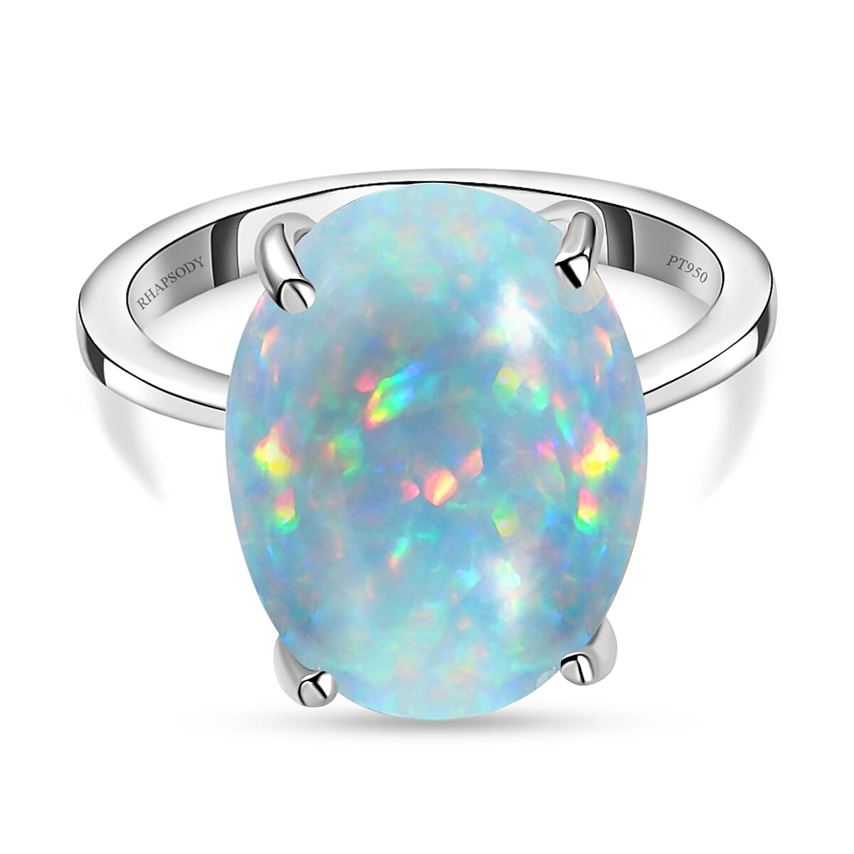 RHAPSODY 950 Platinum AAAA Wegel Tena Ethiopian Welo Opal Solitaire Ring 7.25 Ct, Platinum Wt. 5.30 Gms.
