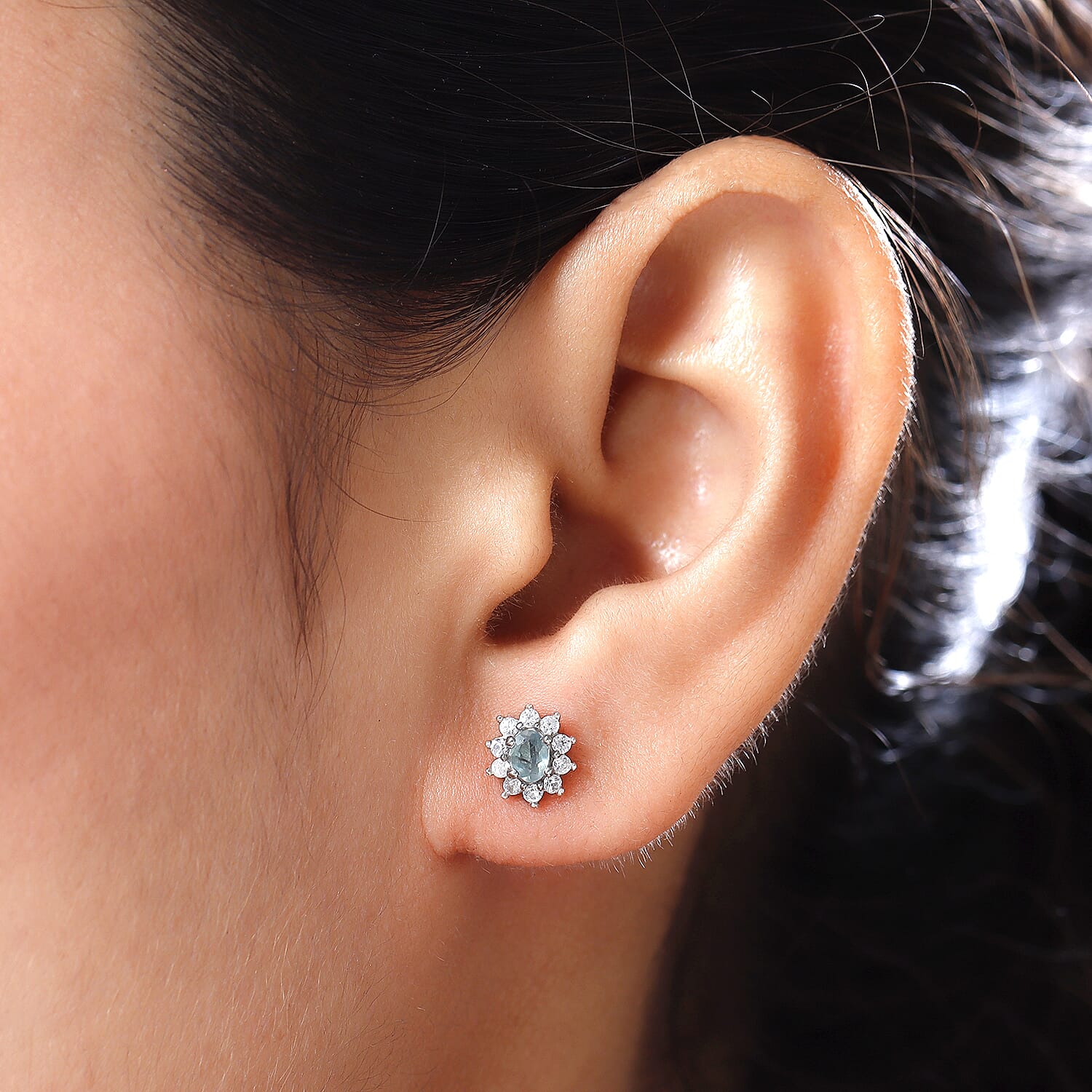 Alexandrite and Natural Cambodian Zircon Stud Earrings (With Push Back) in Platinum Overlay Sterling Silver