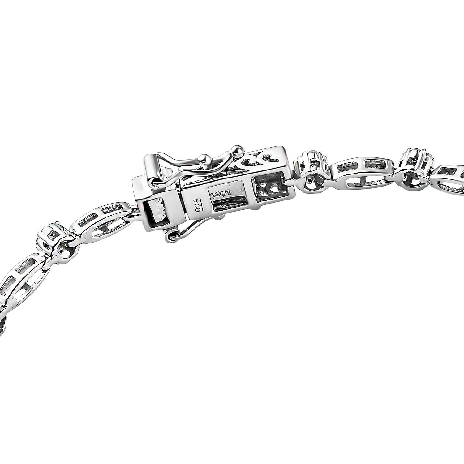 Diamond Bracelet (Size - 7.5) in Platinum Overlay Sterling Silver 1.00 Ct, Silver Wt. 7.38 Gms