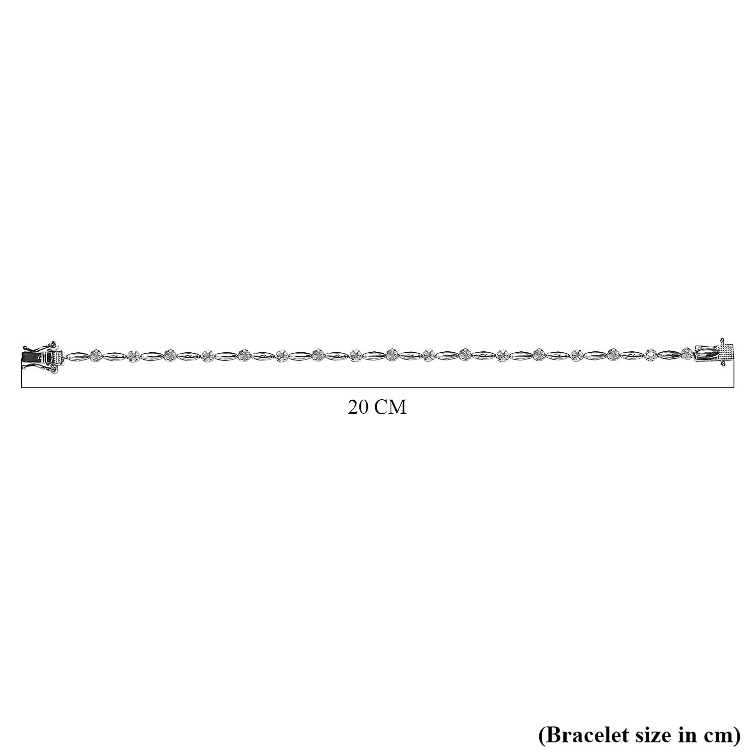 Diamond Bracelet (Size - 7.5) in Platinum Overlay Sterling Silver 1.00 Ct, Silver Wt. 7.38 Gms