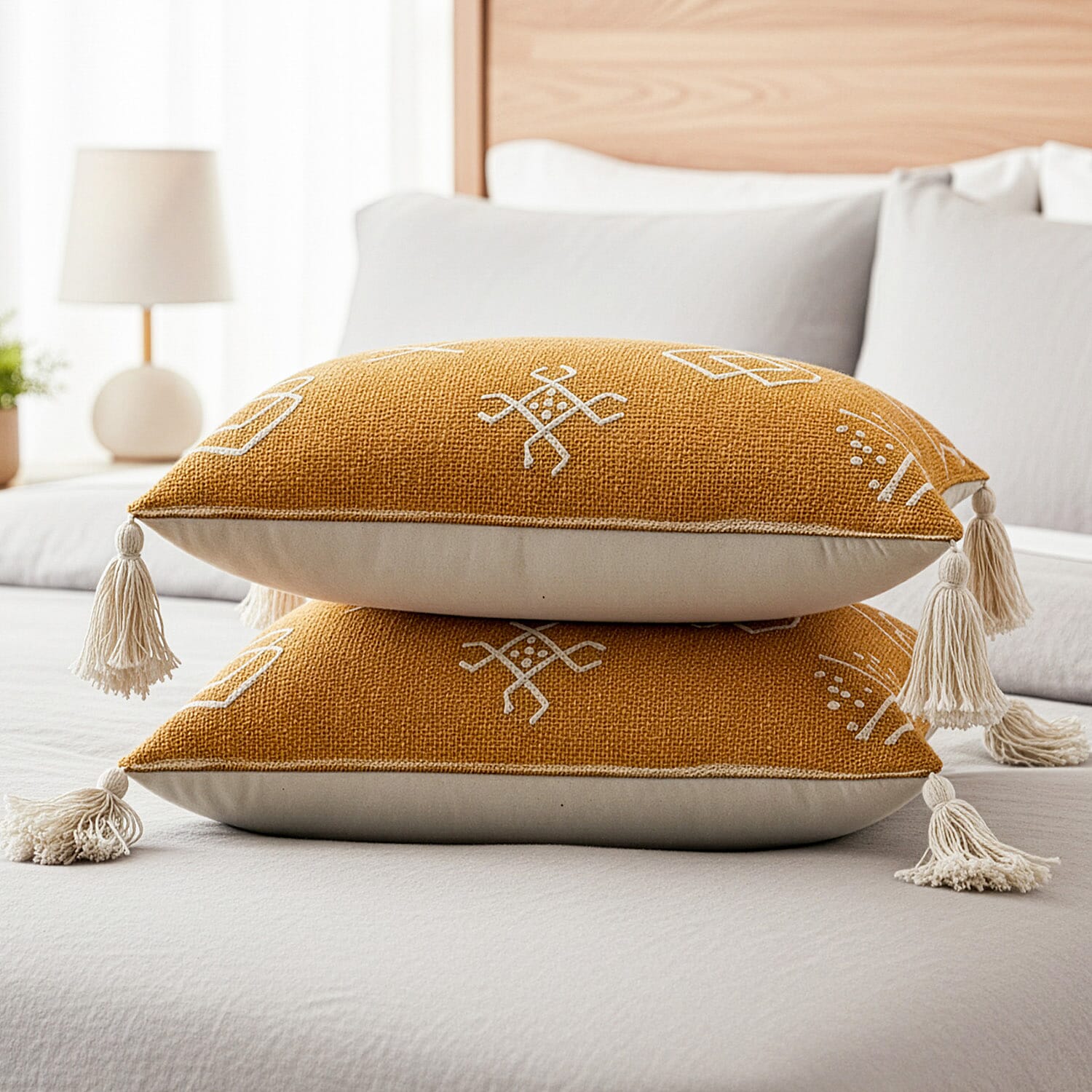 Luxury Close Out - 100% Cotton Handloom Embroidered Throw (Size 170x130 Cm) with Free Cushion Covers (Size 50x30 Cm)  Dark Orange