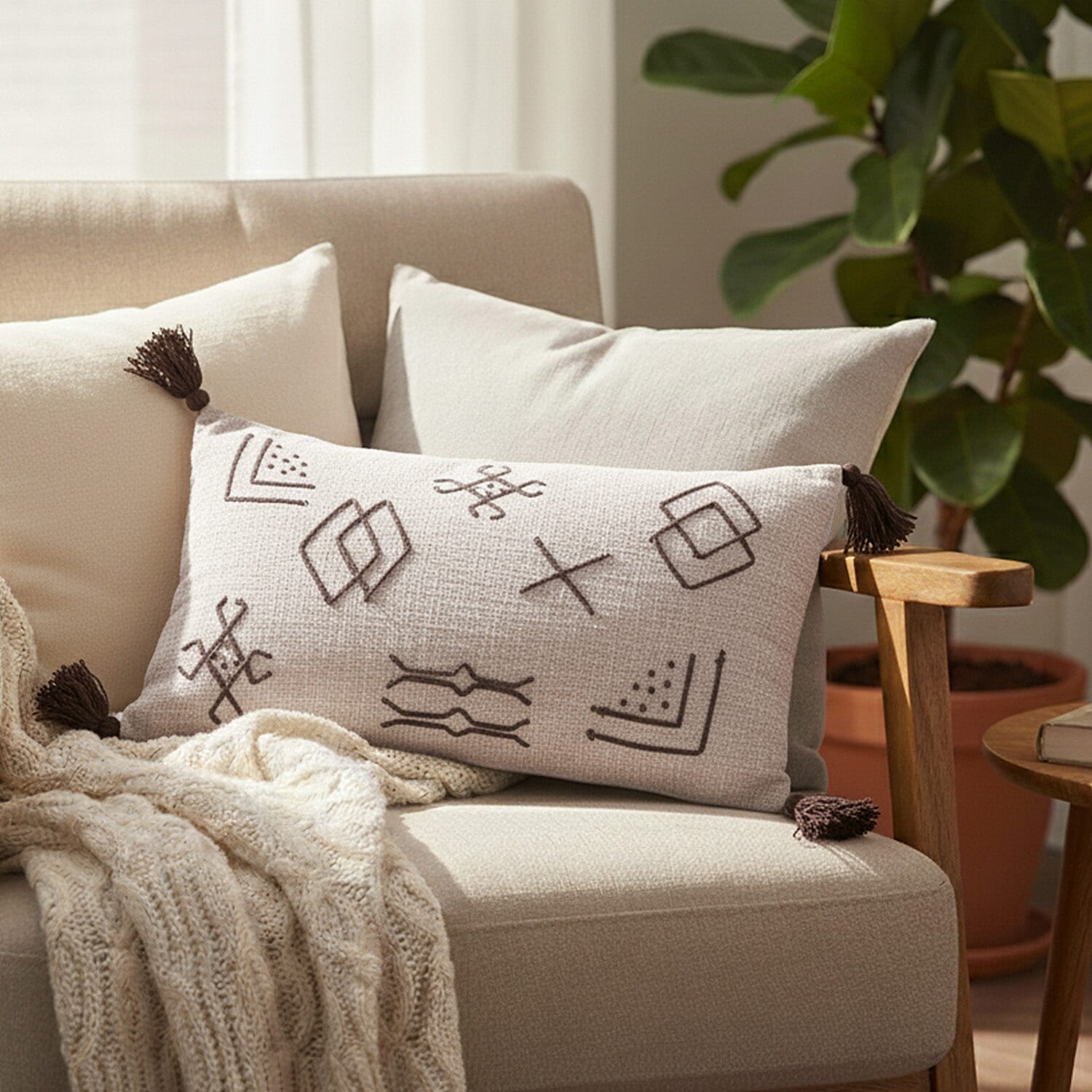 Luxury Close Out - 100% Cotton Handloom Embroidered Throw (Size 170x130 Cm) with Free Cushion Covers (Size 50x30 Cm) - White