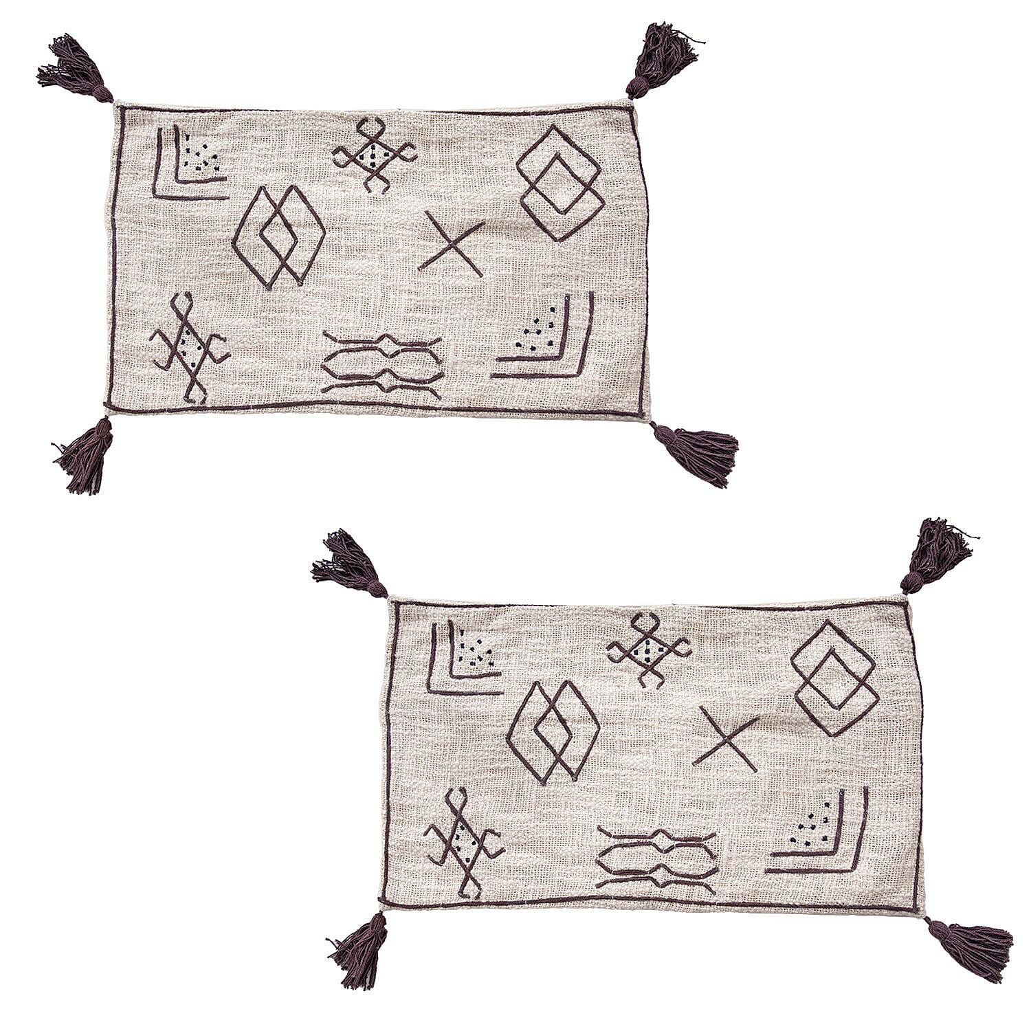 Luxury Close Out - 100% Cotton Handloom Embroidered Throw (Size 170x130 Cm) with Free Cushion Covers (Size 50x30 Cm) - White