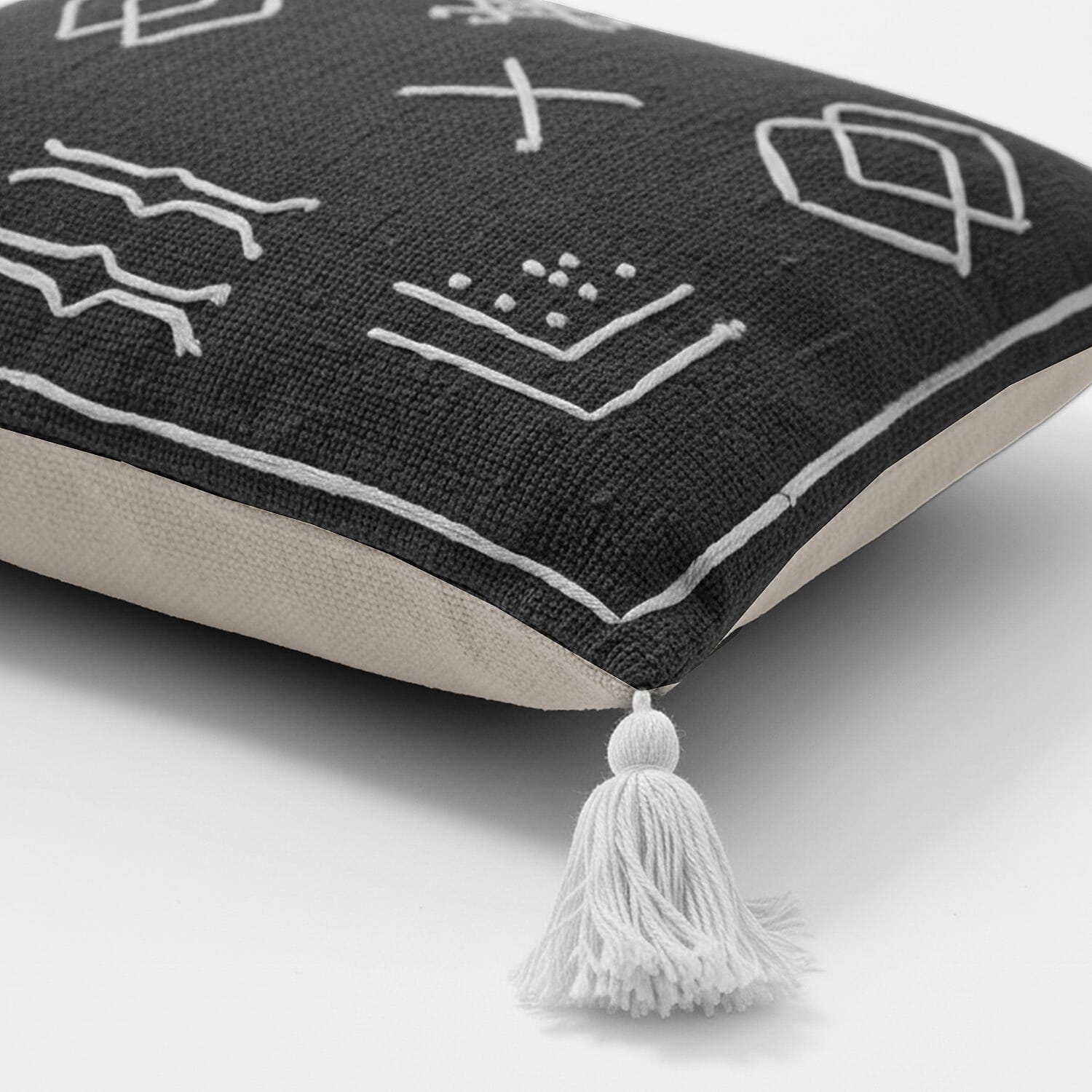 Luxury Close Out - 100% Cotton Handloom Embroidered Throw (Size 170x130 Cm) with Free Cushion Covers (Size 50x30 Cm) - Black