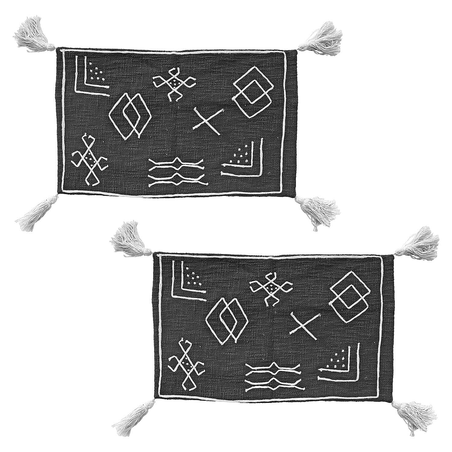 Luxury Close Out - 100% Cotton Handloom Embroidered Throw (Size 170x130 Cm) with Free Cushion Covers (Size 50x30 Cm) - Black