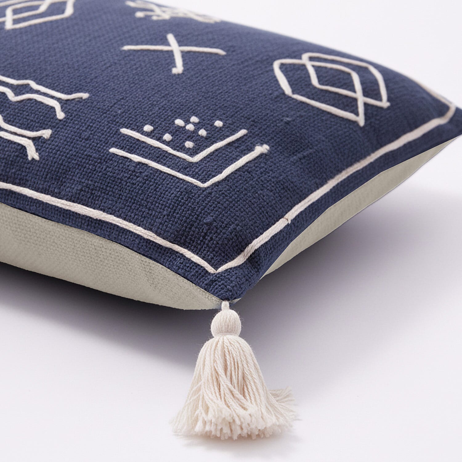 Luxury Close Out - 100% Cotton Handloom Embroidered Throw (Size 170x130 Cm) with Free Cushion Covers (Size 50x30 Cm) - Navy