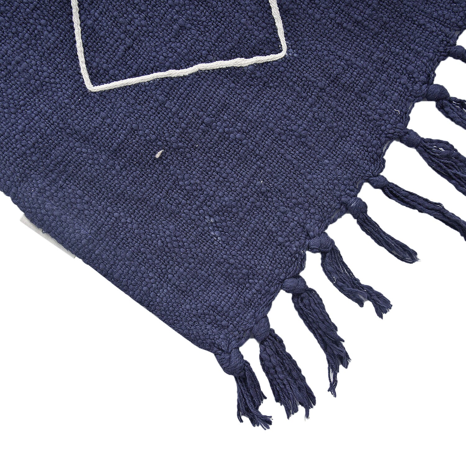 Luxury Close Out - 100% Cotton Handloom Embroidered Throw (Size 170x130 Cm) with Free Cushion Covers (Size 50x30 Cm) - Navy