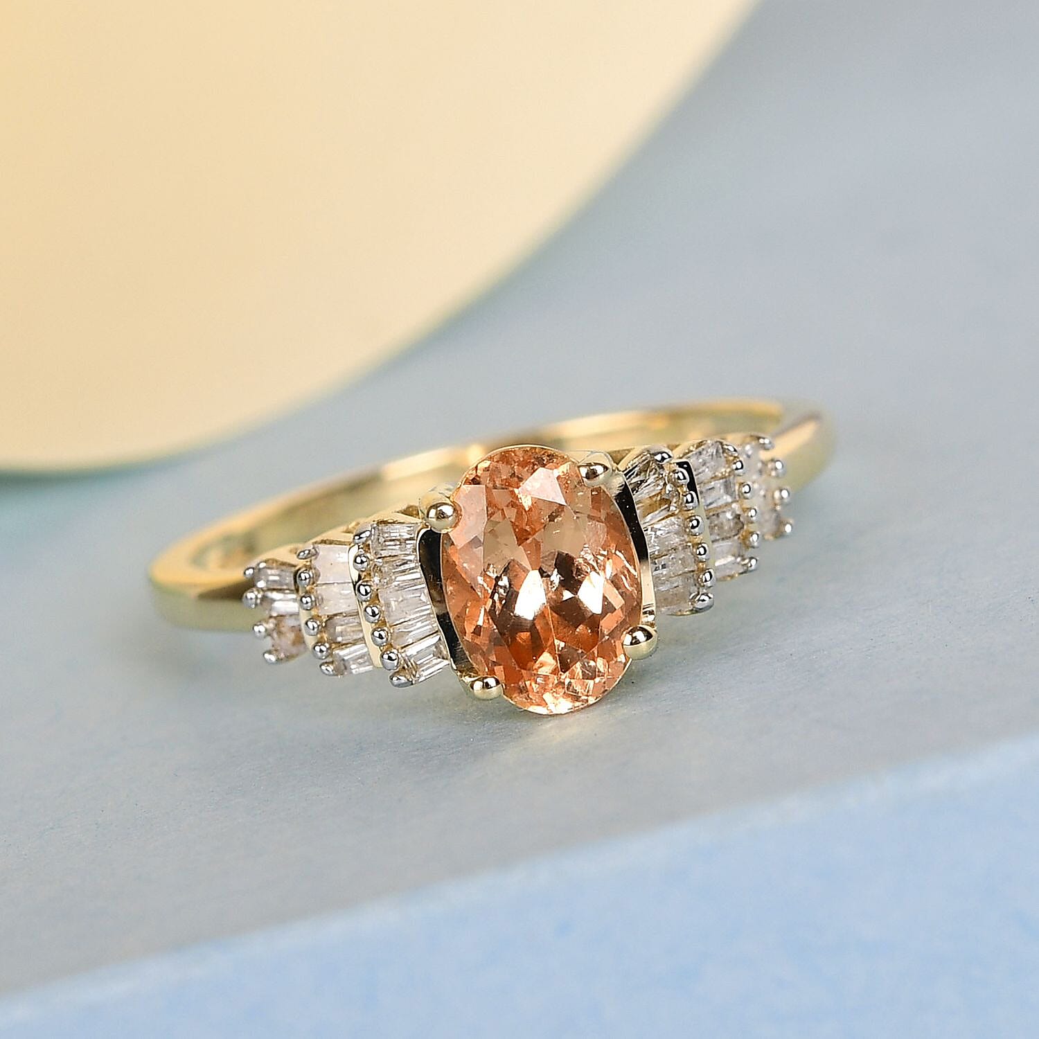 9K Yellow Gold Imperial Garnet and Diamond Ring 1.13 Ct.