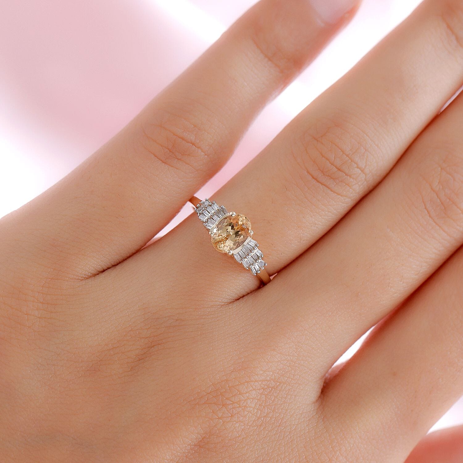 9K Yellow Gold Imperial Garnet and Diamond Ring 1.13 Ct.