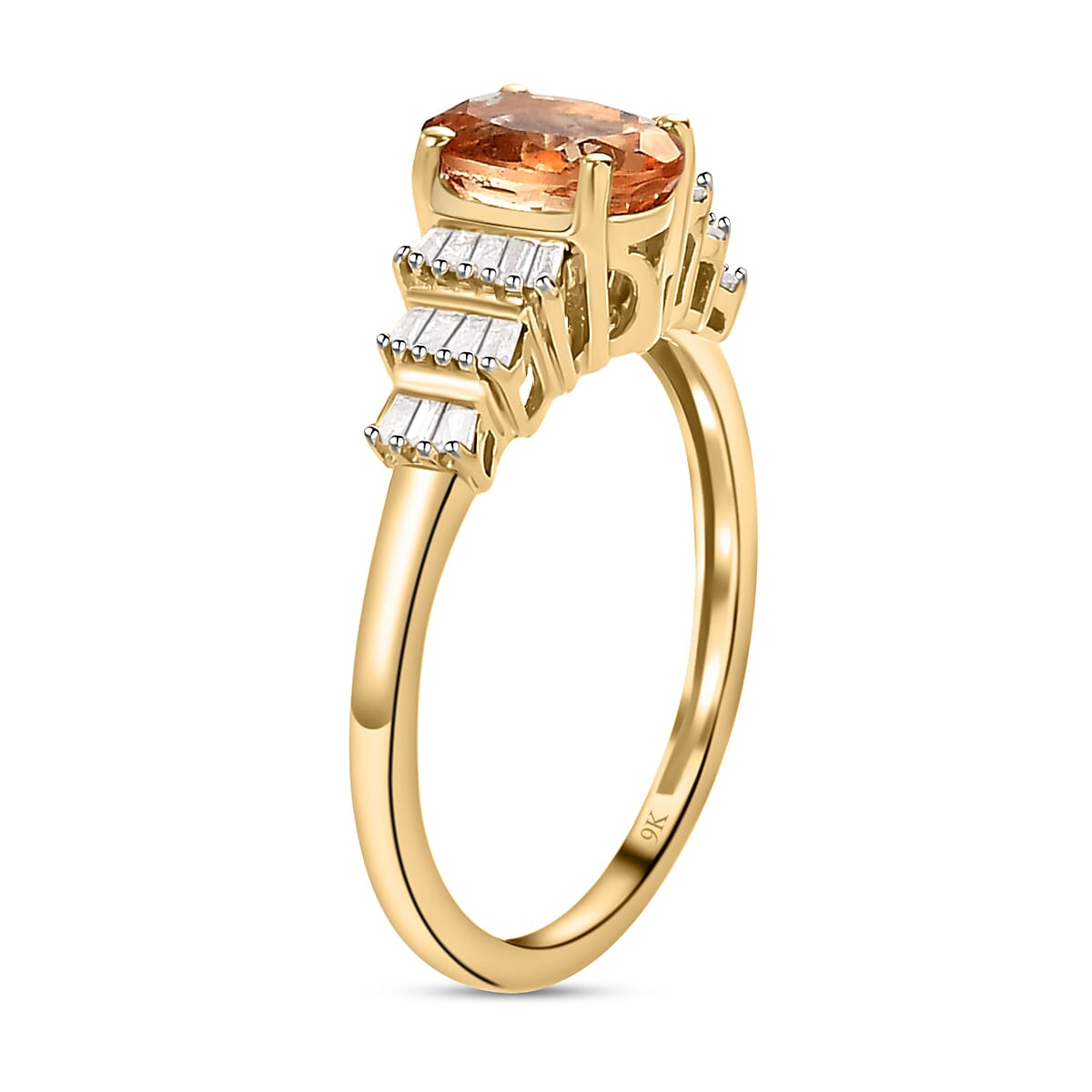 9K Yellow Gold Imperial Garnet and Diamond Ring 1.13 Ct.