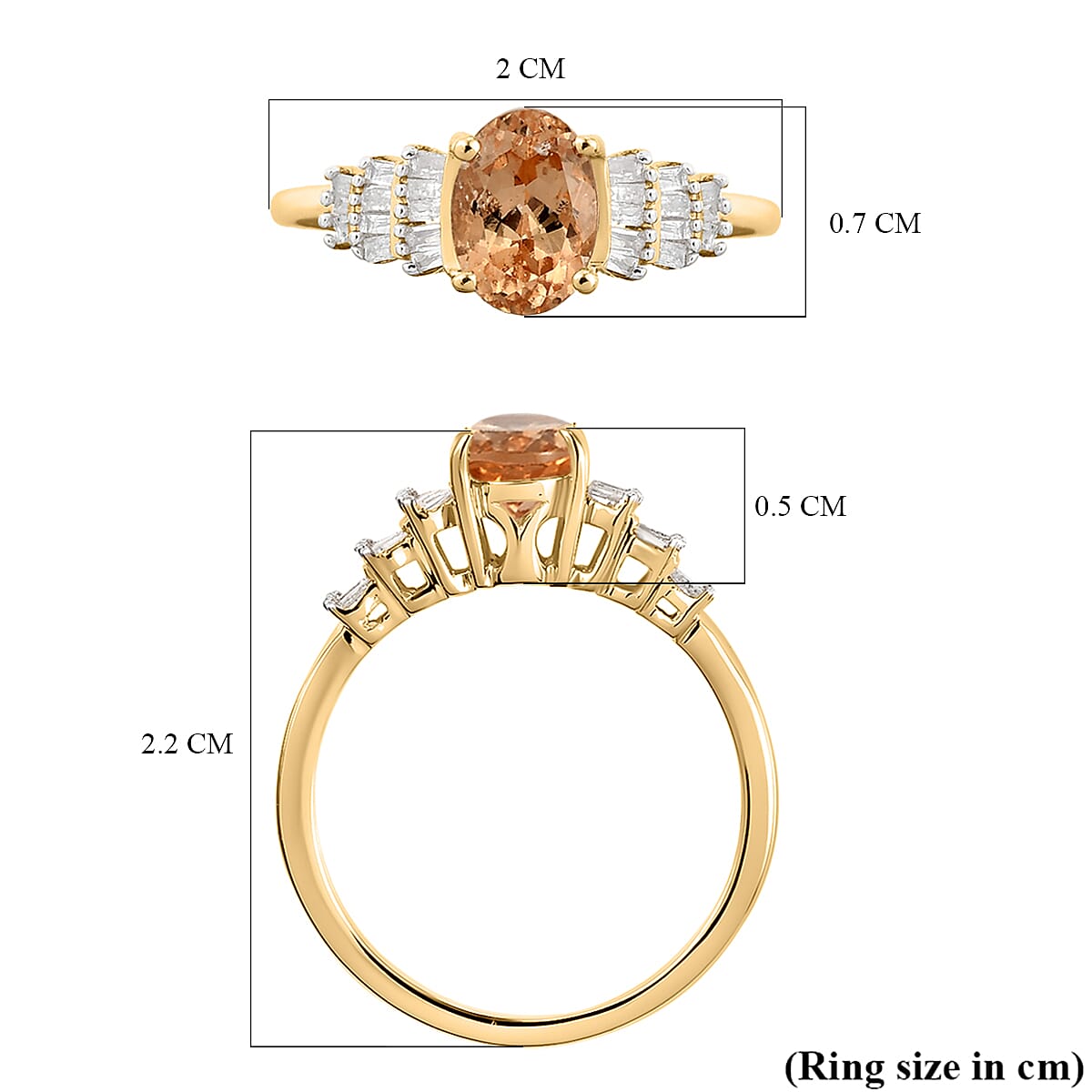 9K Yellow Gold Imperial Garnet and Diamond Ring 1.13 Ct.