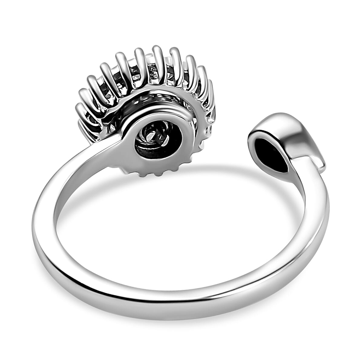 Diamond Open Ring in Platinum Overlay Sterling Silver