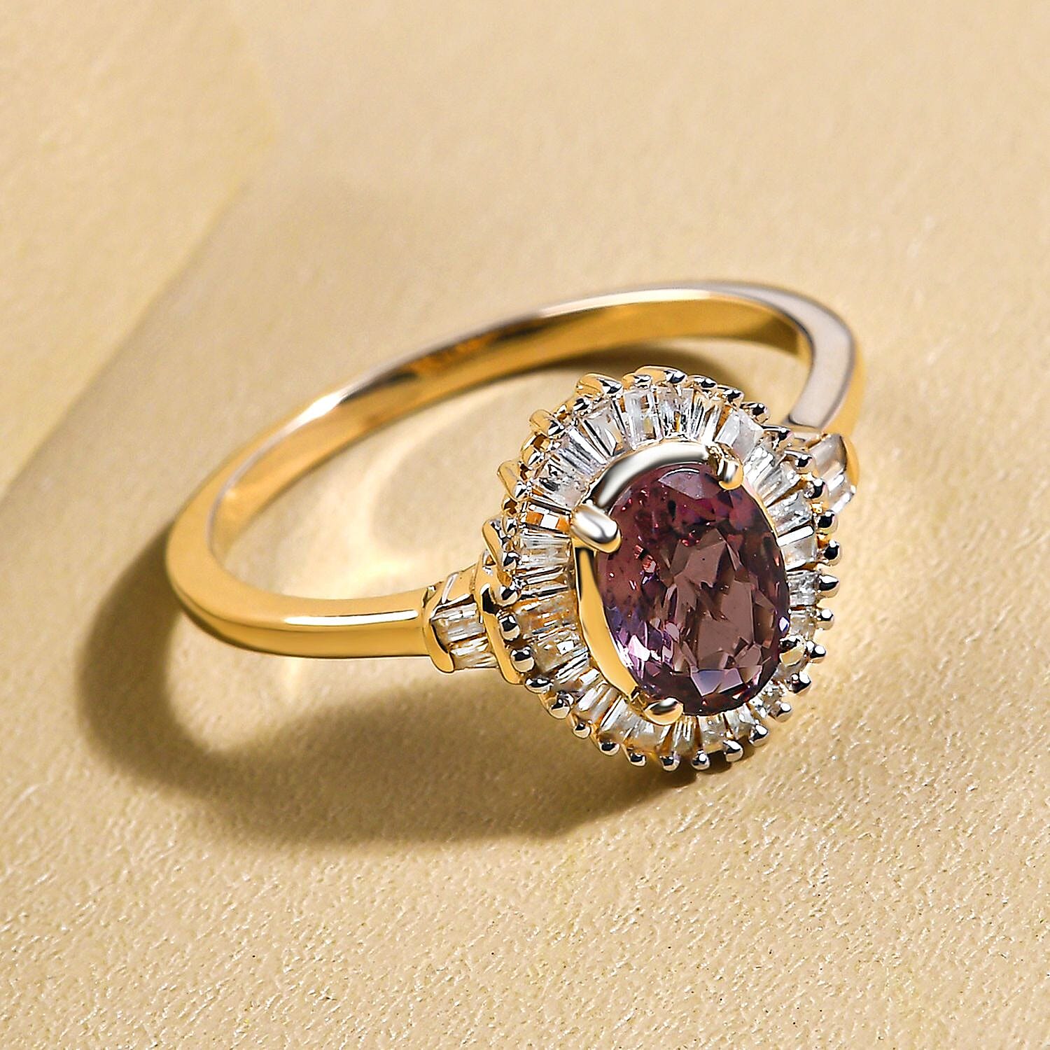 9K Yellow Gold Lavender Spinel and Diamond Ring 1.11 Ct.
