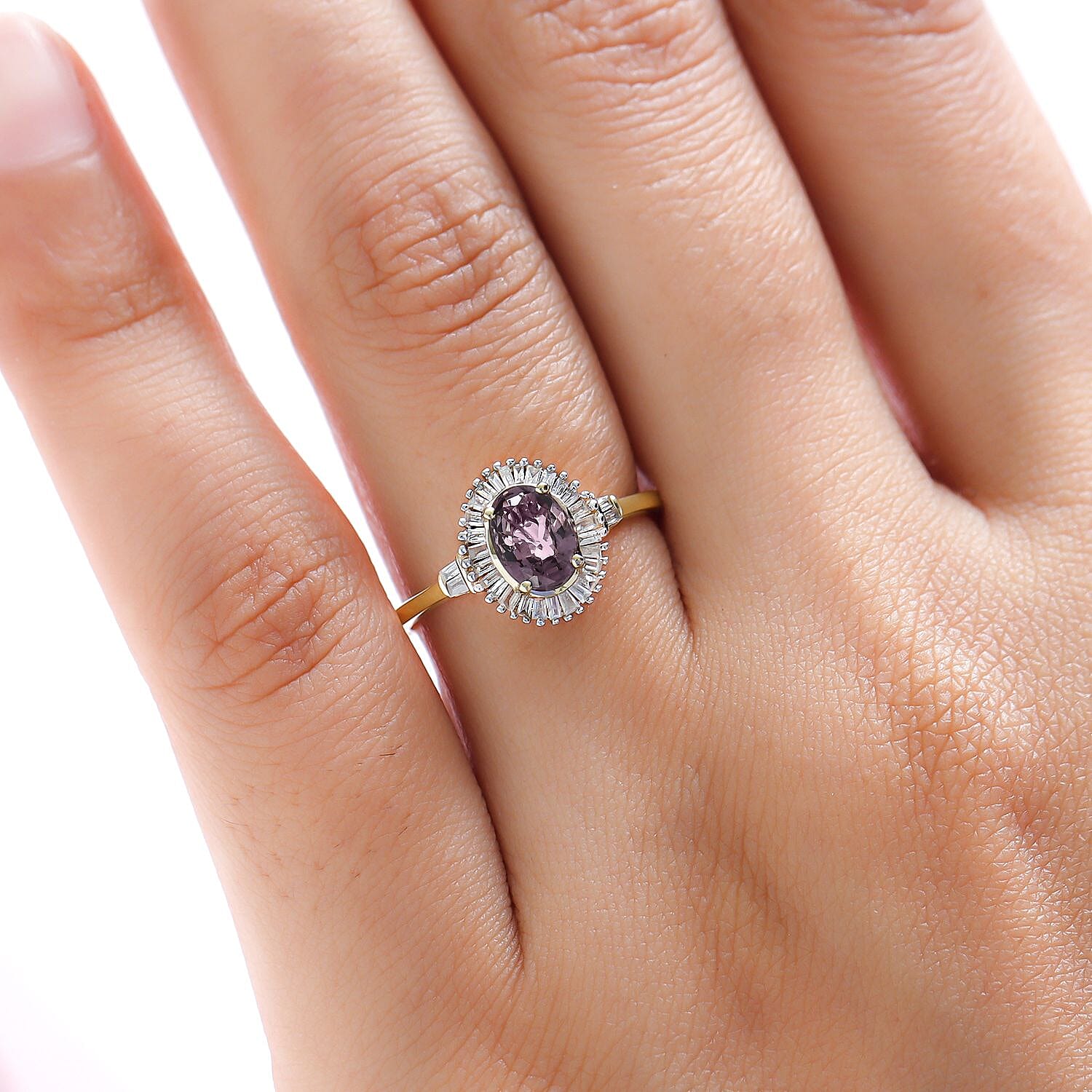 9K Yellow Gold Lavender Spinel and Diamond Ring 1.11 Ct.