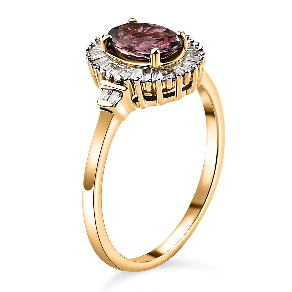 9K Yellow Gold Lavender Spinel and Diamond Ring 1.11 Ct.