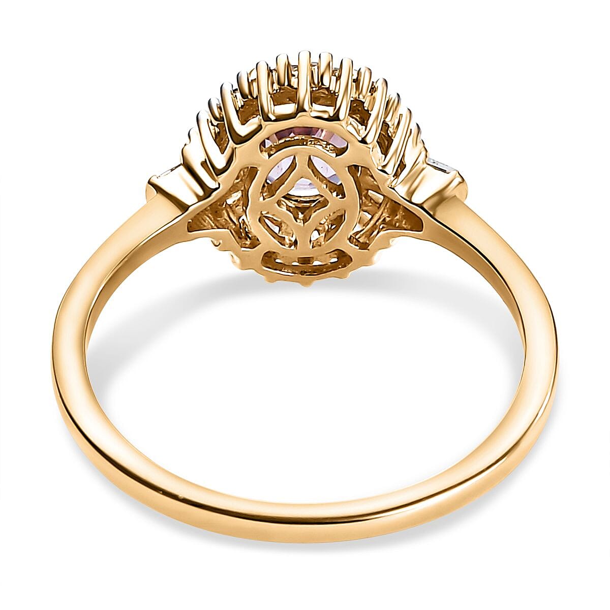 9K Yellow Gold Lavender Spinel and Diamond Ring 1.11 Ct.