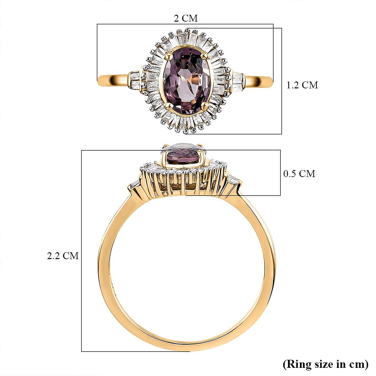 9K Yellow Gold Lavender Spinel and Diamond Ring 1.11 Ct.