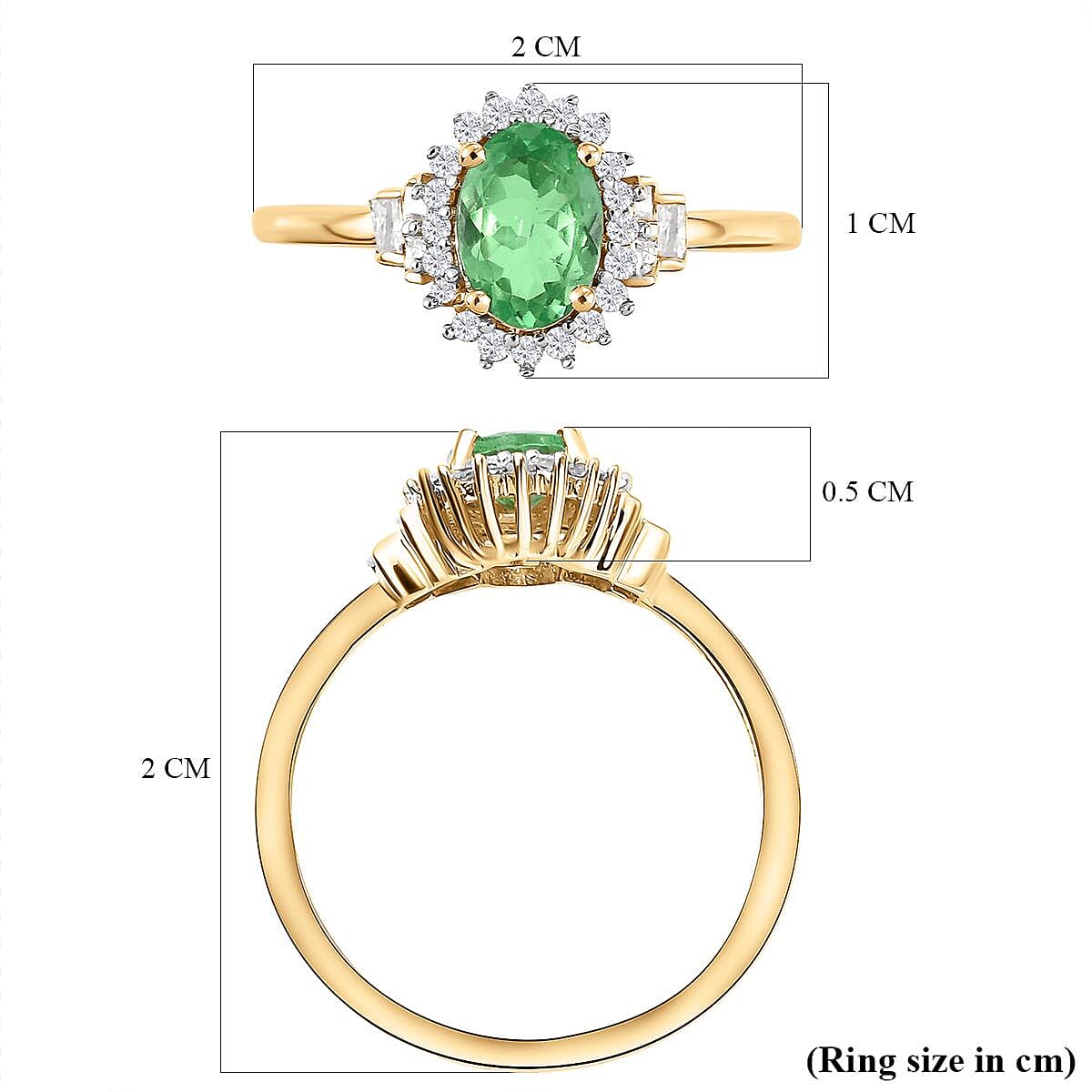 9K Yellow Gold Tsavorite Garnet and Diamond Ring 1 Ct