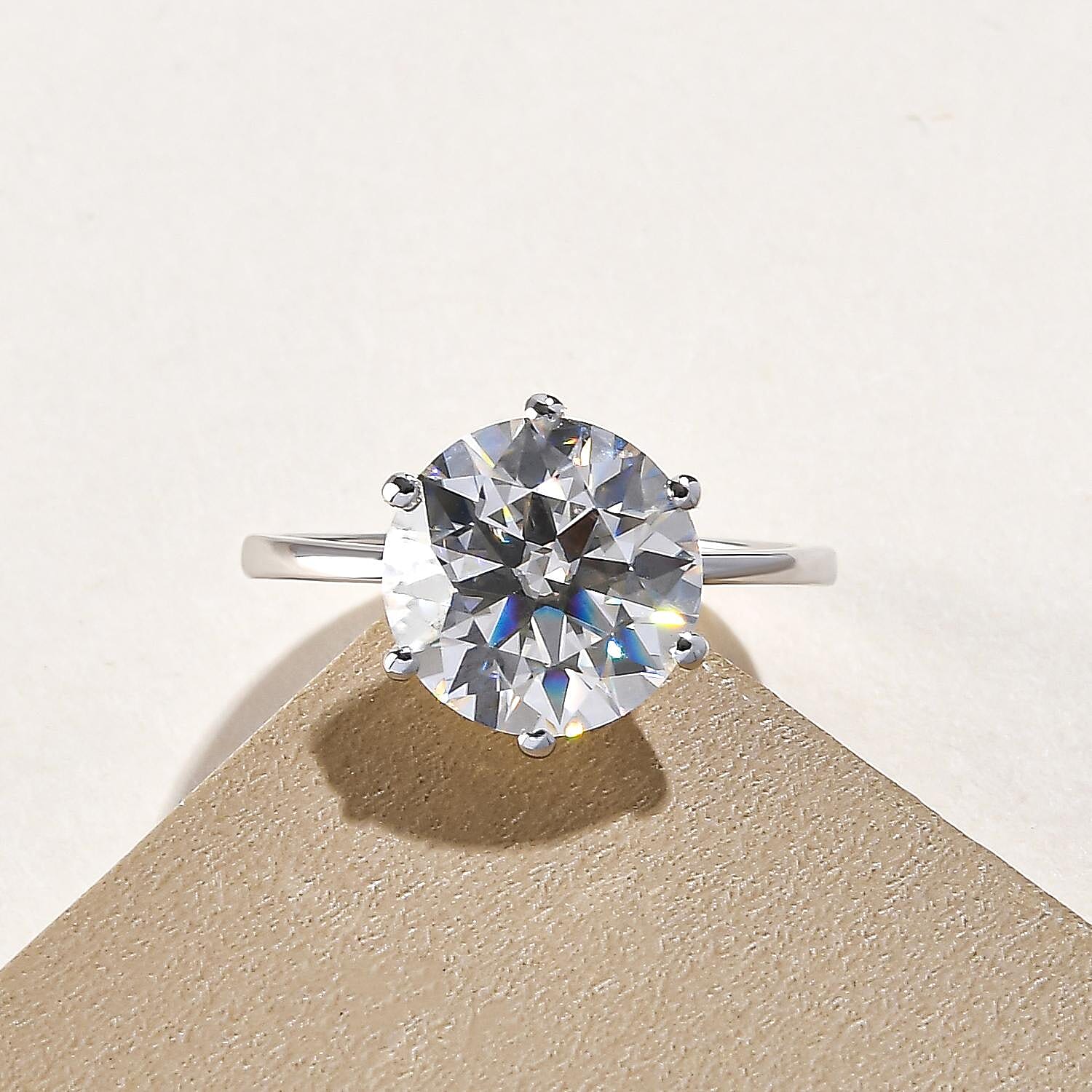 One Time Close Out Deal- 9K White Gold Moissanite (166 Facets) Solitaire Ring 3.38 Ct.