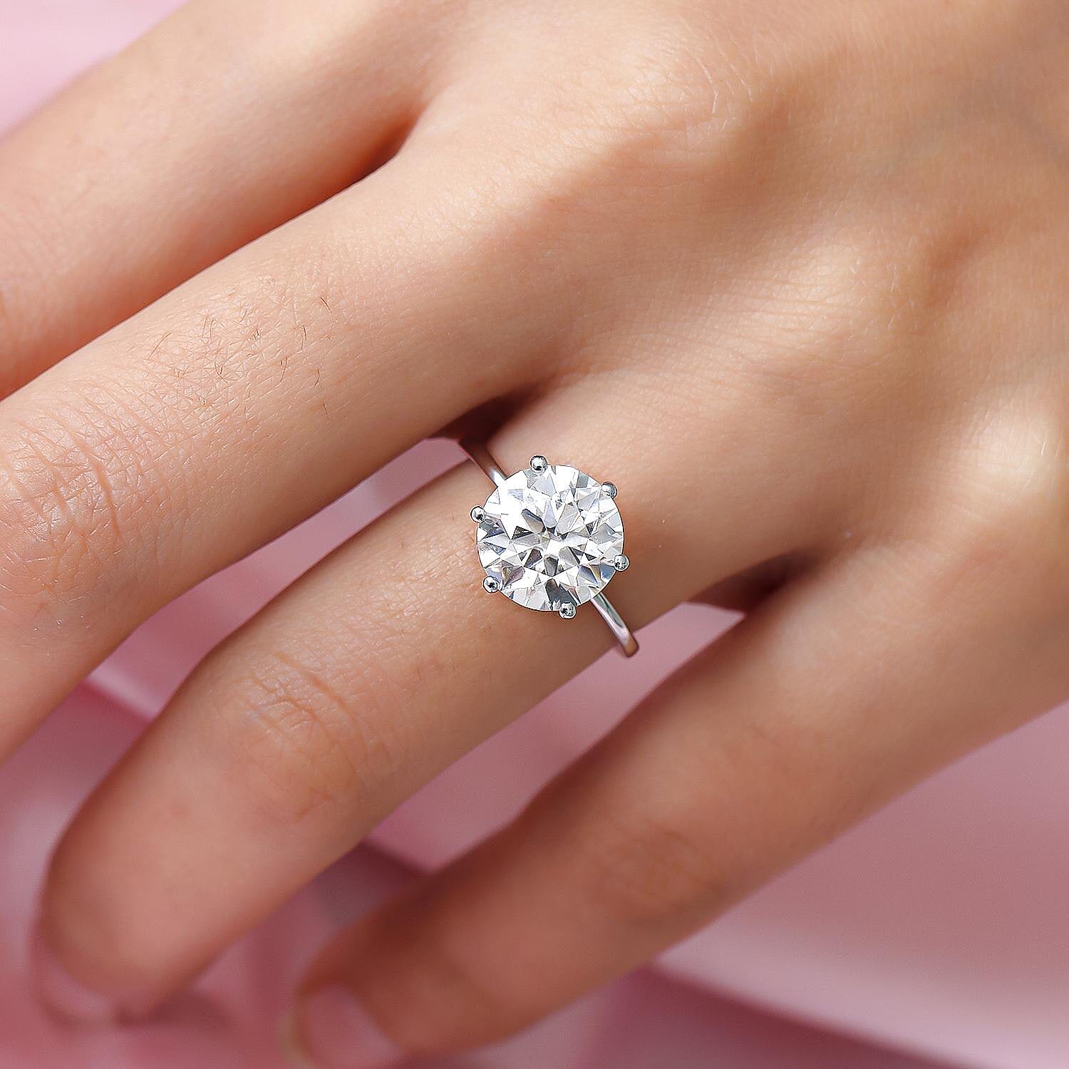 One Time Close Out Deal- 9K White Gold Moissanite (166 Facets) Solitaire Ring 3.38 Ct.
