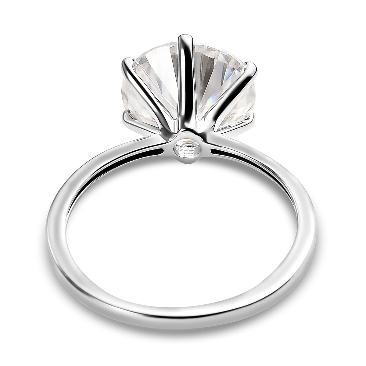 One Time Close Out Deal- 9K White Gold Moissanite (166 Facets) Solitaire Ring 3.38 Ct.