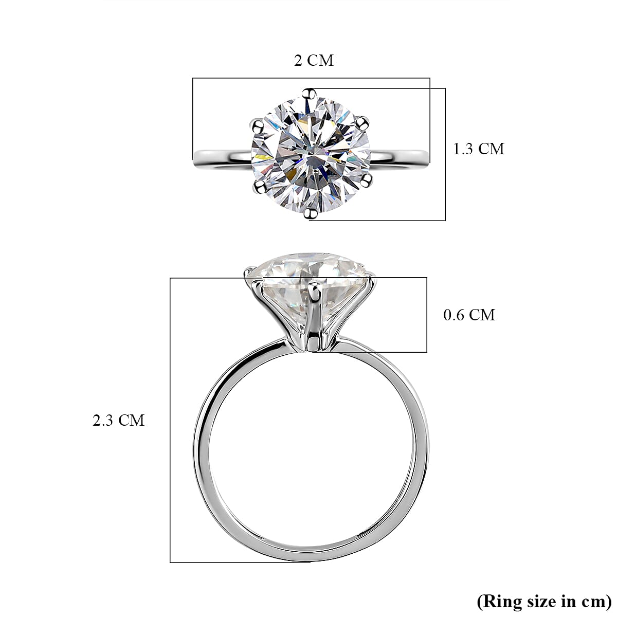 One Time Close Out Deal- 9K White Gold Moissanite (166 Facets) Solitaire Ring 3.38 Ct.