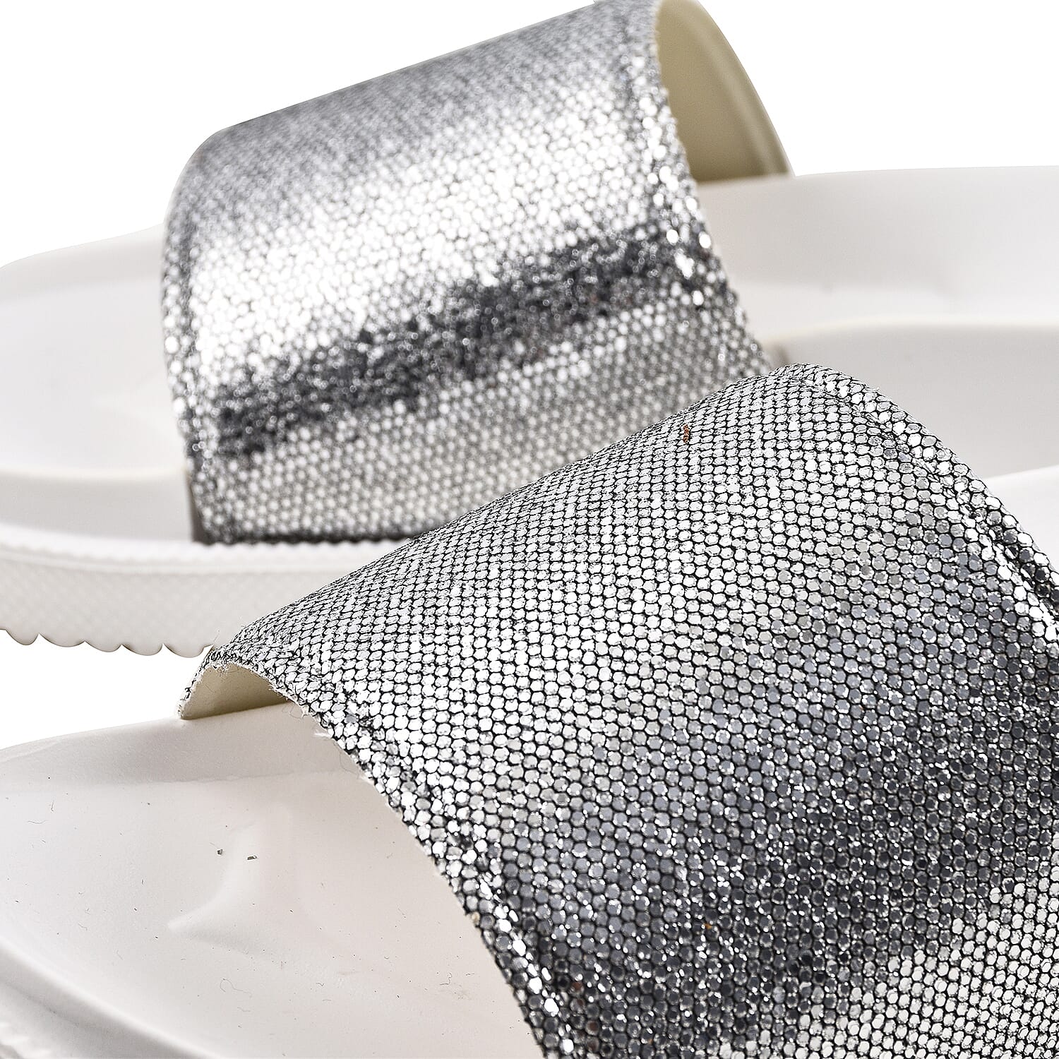 Thomas Calvi Slider Flip Flop Slipper (Size 4) - White & Silver