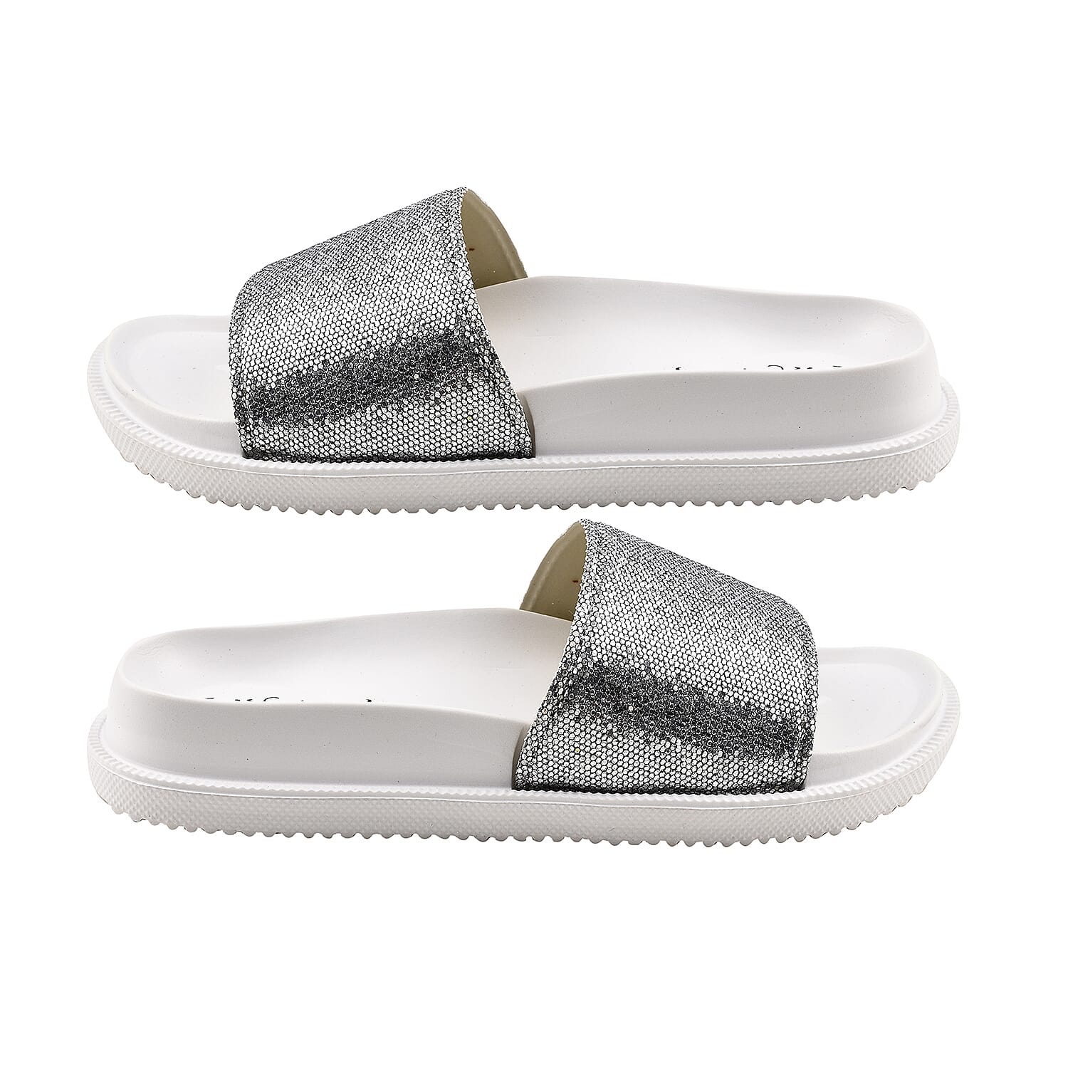Thomas Calvi Slider Flip Flop Slipper (Size 4) - White & Silver