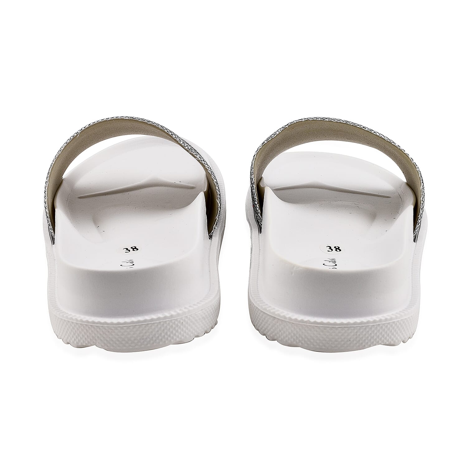 Thomas Calvi Slider Flip Flop Slipper (Size 4) - White & Silver