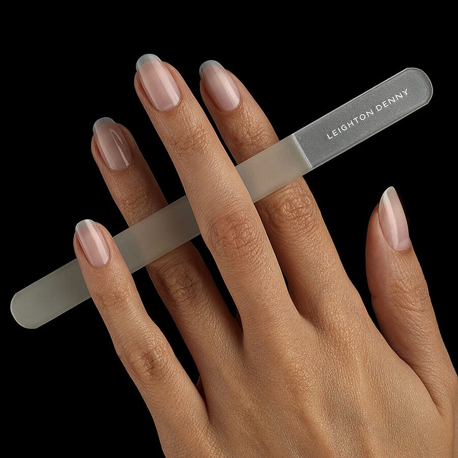 Leighton Denny- Complete Crystal Collection in Silver Wallet (Incl. Crystal Foot Smoother, Crystal Nail File Large (195mm), Crystal Nail File SmALL (135mm) & Crystal Nail File Travel (90mm)