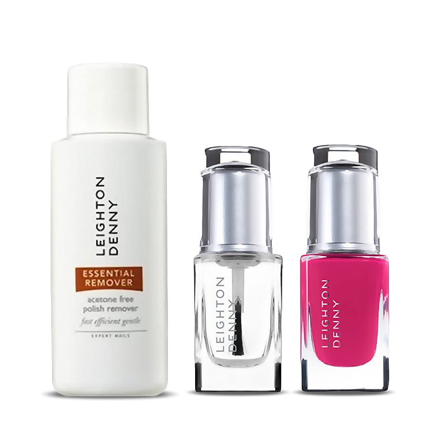 Leighton Denny- Complete Polish Kit (Incl. Double Up Base & Top Coat - 12ml, Plush Pink - 12ml & Essential Remover - 50ml)
