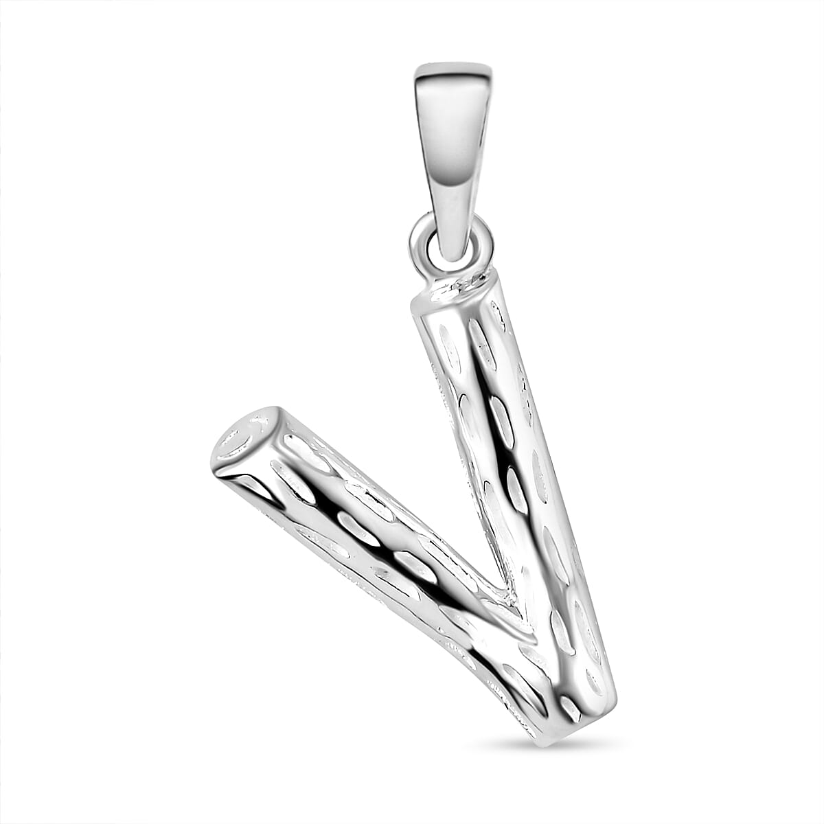 Sterling Silver Initial V Pendant