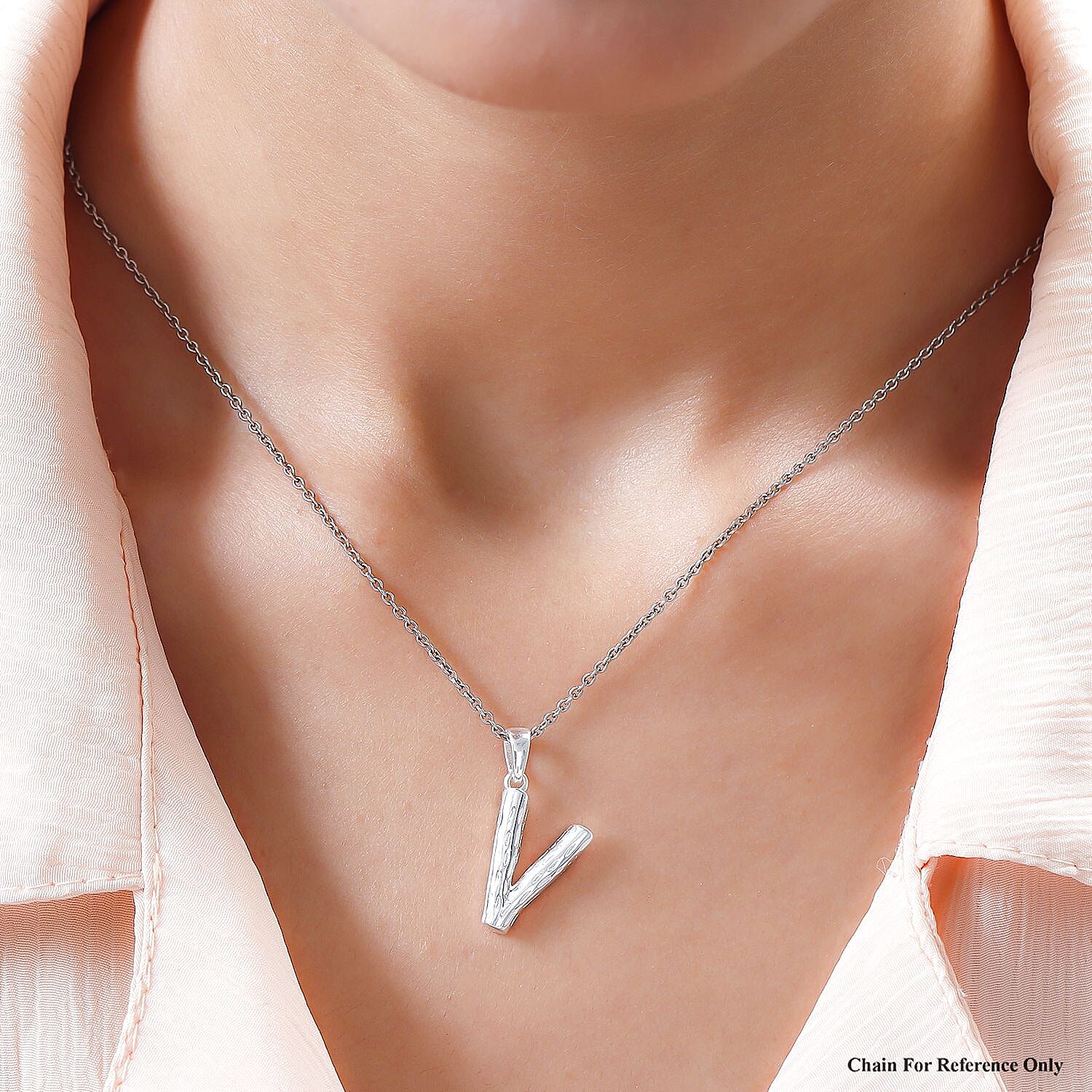 Sterling Silver Initial V Pendant