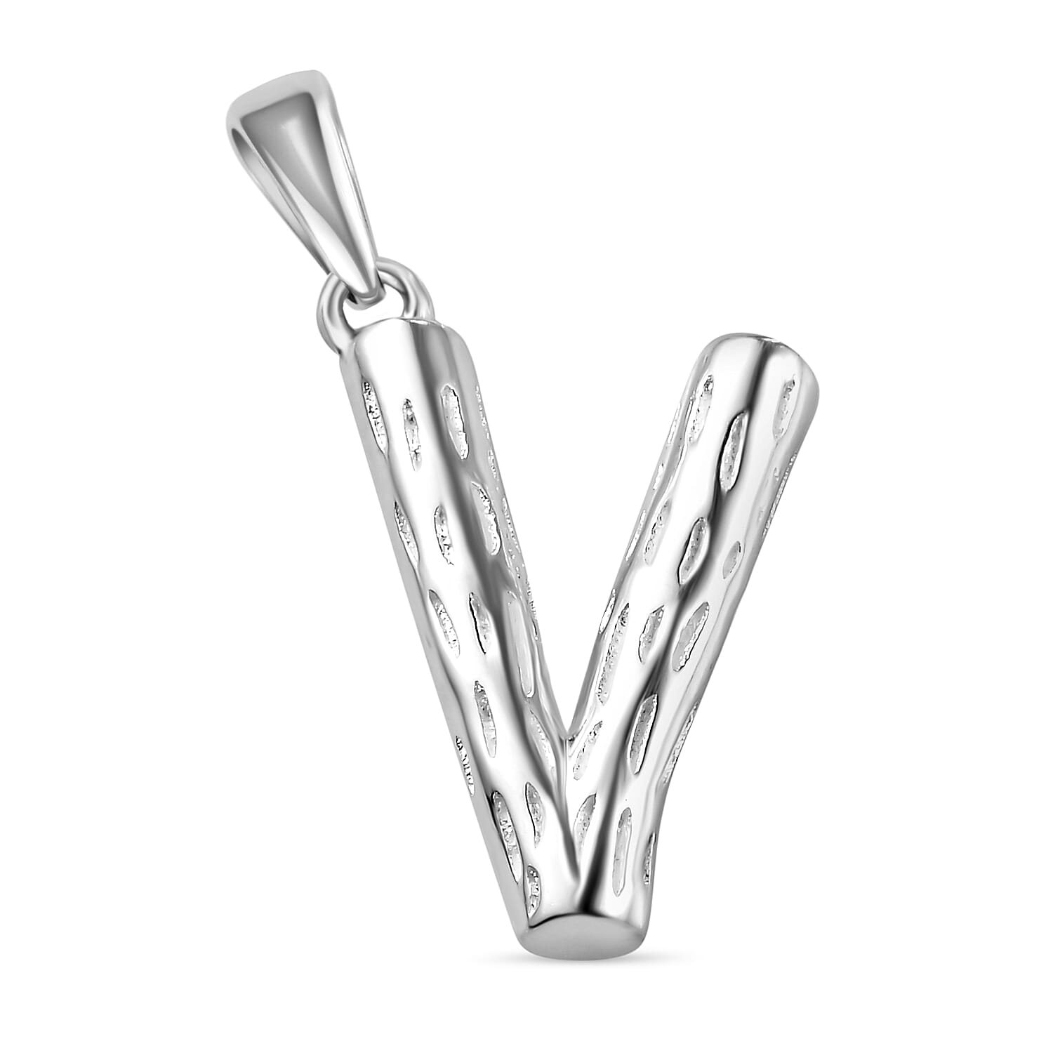 Sterling Silver Initial V Pendant