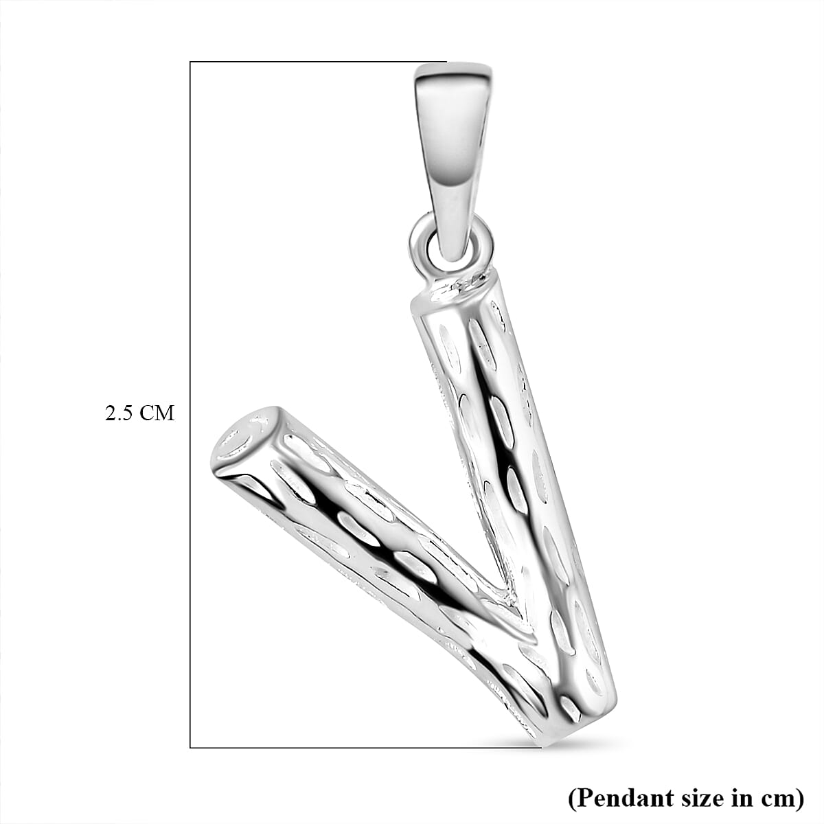 Sterling Silver Initial V Pendant